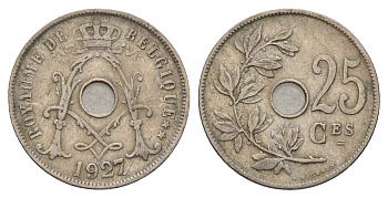 Бельгия 25 сантимов 1927 Belgique, Альберт I (1909-1934) KM 68 медно-никель 3336-613