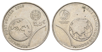 Португалия 2,5 евро 2008 XXIX летние Олимпийские игры, Пекин 2008 KM 790 медно-никель aUNC 4631-1223