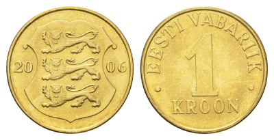 Эстония 1 крона 2006 KM 35 латунь UNC 4666-644