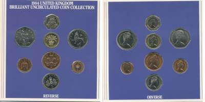Великобритания набор из 8 монет 1984 БУКЛЕТ, СЕРТИФИКАТ UNC 7-4-72