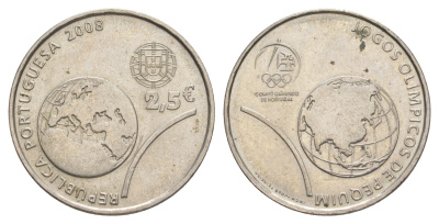 Португалия 2,5 евро 2008 XXIX летние Олимпийские игры, Пекин 2008 KM 790 медно-никель aUNC 4631-1223