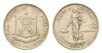 Филиппины 10 сентаво 1962 KM 188 медь цинк никель 4705-752