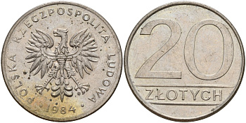 Польша 20 злотых 1984 MW Y 153.1 медно-никель 4187-622
