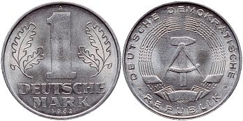 ГДР 1 МАРКА 1962 А KM 13 алюминий aUNC 1523-142