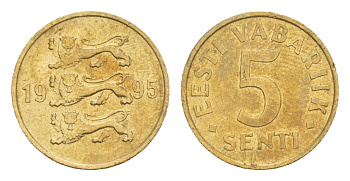 Эстония 5 сентов 1995 KM 21 латунь UNC 4647-111