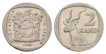 ЮАР 2 ранда 1990 KM 139 медь плакированная никелем 4114-711