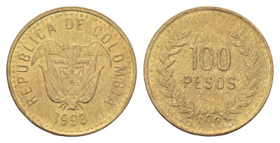 Колумбия 100 песо 1993 KM 285 латунь UNC 4662-631
