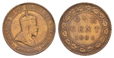 Канада 1 цент 1904 Эдуард VII (1901-1910) KM 8 бронза 4657-611