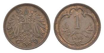 Австрия 1 геллер 1895 Франц Иосиф I (1848-1916) KM 2800 бронза 4639-954