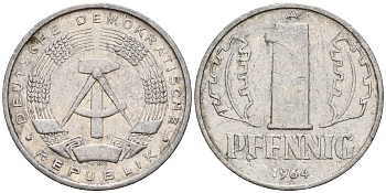 ГДР 1 пфенниг 1964 А KM 8.1 алюминий    4160-1266