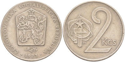 Чехословакия 2 кроны 1973 KM 75 медно-никель 217-1226