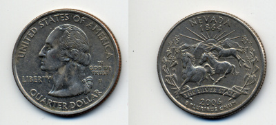 США 25 центов (квотер) 2006 D, серия штаты США, Небраска KM 382 медь плакированная медно-никелем 4390-937