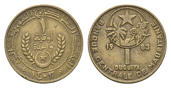 Мавритания 1 угия 1983 KM 6 алюминиевая бронза 4659-916
