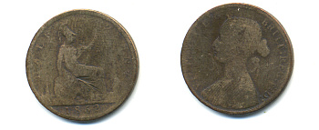 Великобритания 1/2 пенни 1862 Виктория (1837-1901) KM 748.2, Spink 3956 бронза 83-441