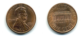 США 1 ЦЕНТ 1994 ЛИНКОЛЬН KM 201b цинк плакированный медью 4364-247
