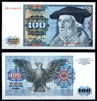 ФРГ 100 марок 1977 Себастьян Мюнстер (Кристоф Амбергер) Pick 34 b бумага UNC (пресс) 451-1149-1