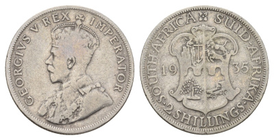 ЮАР 2 шиллинга (флорин) 1935 Георг V (1910-1936) KM 22 серебро 270-415