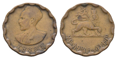 Эфиопия 25 сантимов 1944 EE 1936, Хайле Селассие I, второе правление (1930-1936), год-тип KM 36 медь 4666-442