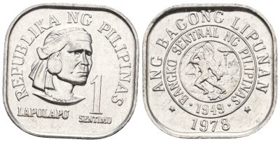 Филиппины 1 сентимо 1978 вождь острова Мактан Лапу-Лапу KM 205 алюминий  UNC  220-1138