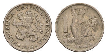 Чехословакия 1 крона 1946 KM 19 медно-никель 4516-625