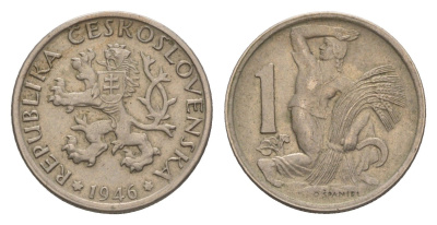 Чехословакия 1 крона 1946 KM 19 медно-никель 4516-625