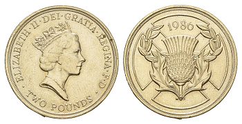 Великобритания 2 фунта 1986 Елизавета II (1952-2022), XIII Игры Британского Содружества KM 947, Spink 4311 (K1) никель латунь UNC 56-225