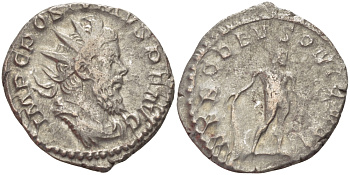 Римская Империя (императоры в Галлии) антониниан 260 - 269 Постум. IMP C POSTVMVS P F AVG / HERC DEVSONIENSI, Геркулес с палицей, луком и львиной шкурой, Колония Агриппины, Very fine RIC 64 биллон 1073-12-16