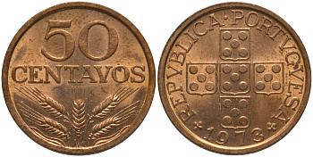 Португалия 50 сентаво 1973 KM 596 бронза UNC 181-345