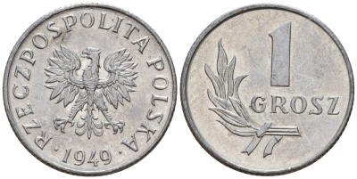 Польша 1 грош 1949 KM 39 алюминий 4189-453
