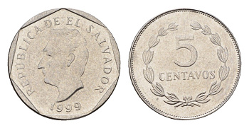 Сальвадор 5 сентаво 1999 KM 154b сталь плакированная никелем UNC 4643-819