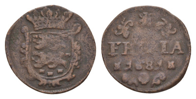 Нидерланды, Голландская Республика, Фрисландия 1 дуит 1681 KM 61 медь 4655-565