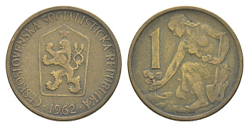Чехословакия 1 крона 1962 KM 50 алюминиевая бронза 4643-369