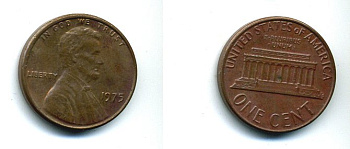 США 1 ЦЕНТ 1975 ЛИНКОЛЬН KM 201 медь цинк 46-565