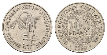 Западная Африка (ВСЕАО) 100 франков 1980 KM 4 никель 4114-233