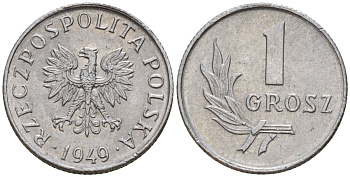 Польша 1 грош 1949 KM 39 алюминий 4189-454