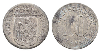 Эльберфельд 10 пфеннигов 1917 Funck 111.5, Men05 6413.6, Men18 8040.6 железо 4708-844