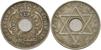 Британская Западная Африка 1/2 пенни 1947 KN, Георг VI KM 18 медно-никель 25-1012