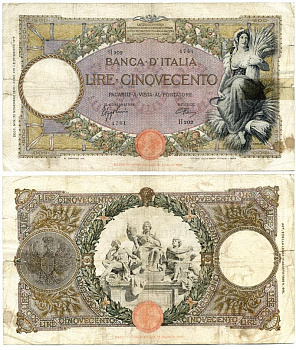 Италия 500 лир 1940 Pick 51d бумага 7551-46-1