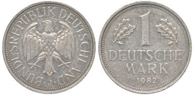 ФРГ 1 марка 1982 J KM 110 медно-никель 4132-717