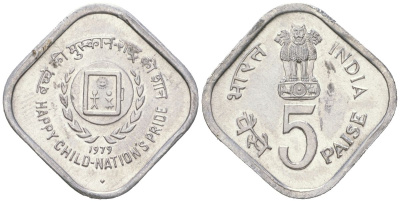 Индия 5 пайс 1979 Международный год детей KM 22 алюминий UNC 4615-254