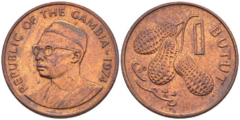 ГАМБИЯ 1 БУТУТ 1974 KM 8 бронза 105-1064