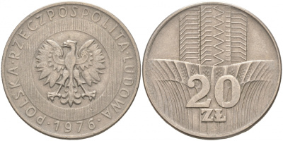 Польша 20 злотых 1976 MW KM 67 медно-никель 69-613