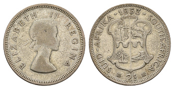 ЮАР 2 шиллинга (флорин) 1953 Елизавета II (1952-2022) KM 50 серебро 4127-2032