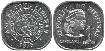 Филиппины 1 сентимо 1975 вождь острова Мактан Лапу-Лапу KM 205 алюминий UNC 192-341