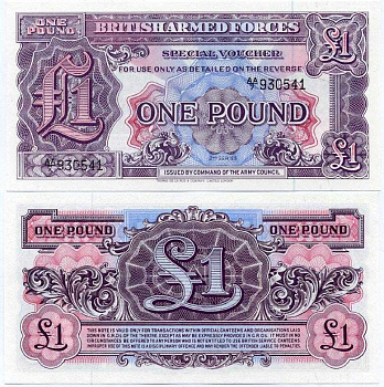 АНГЛИЯ 1 ФУНТ 1948 ДЛЯ ВООРУЖЕННЫХ СИЛ, 2 СЕРИЯ, TDLR Pick M 22a бумага UNC (ПРЕСС) 7375-28-3-1