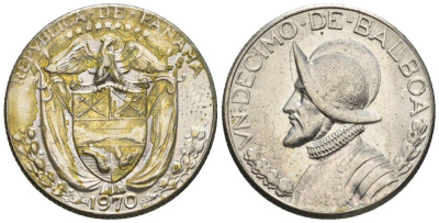 Панама 1/10 бальбоа 1970  KM 10 медь плакированная медно-никелем  aUNC  4609-865