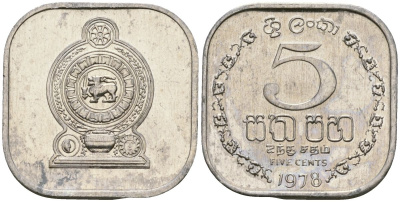 Шри-Ланка 5 центов 1978 KM 139a алюминий 4136-729