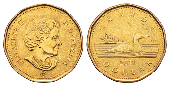 Канада 1 доллар 2011 Елизавета II (1952-2022), утка KM 495 никель плакированная бронзой 4678-1233