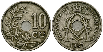 Бельгия 10 сантимов 1927 Belgique KM 85 медно-никель 4172-1023