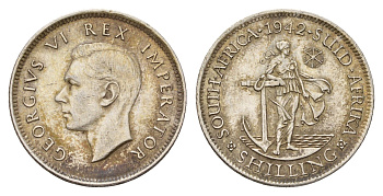 ЮАР 1 шиллинг 1942 Георг VI (1936-1952) KM 28 серебро 4127-2025